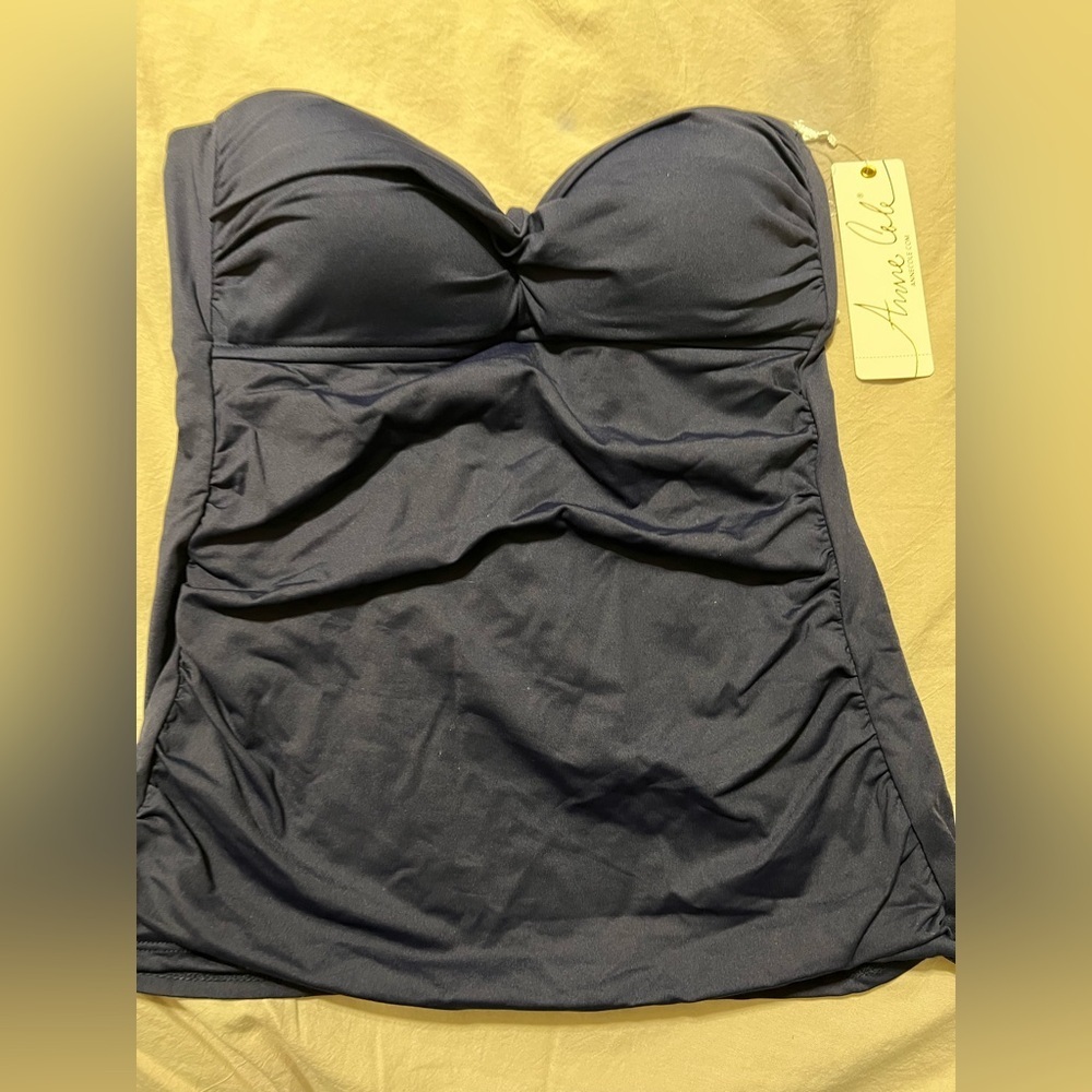 NWT Anne Cole Tummy control Tibe top swimsuit -Small Navy Blue